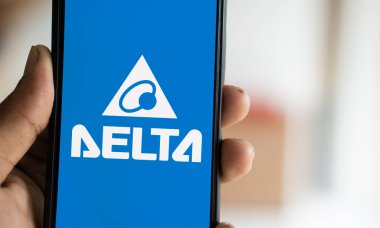 Dhaka, Bangladesh- 10 Nov 2024: Delta Electronics logo is displayed on smartphone. Delta Electronics is a Taiwanese slectronics manufacturing company. clipart