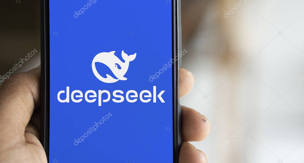 Dhaka, Bangladesh- 09 Nov 2024: Deepseek Ai logo is displayed on smartphone.