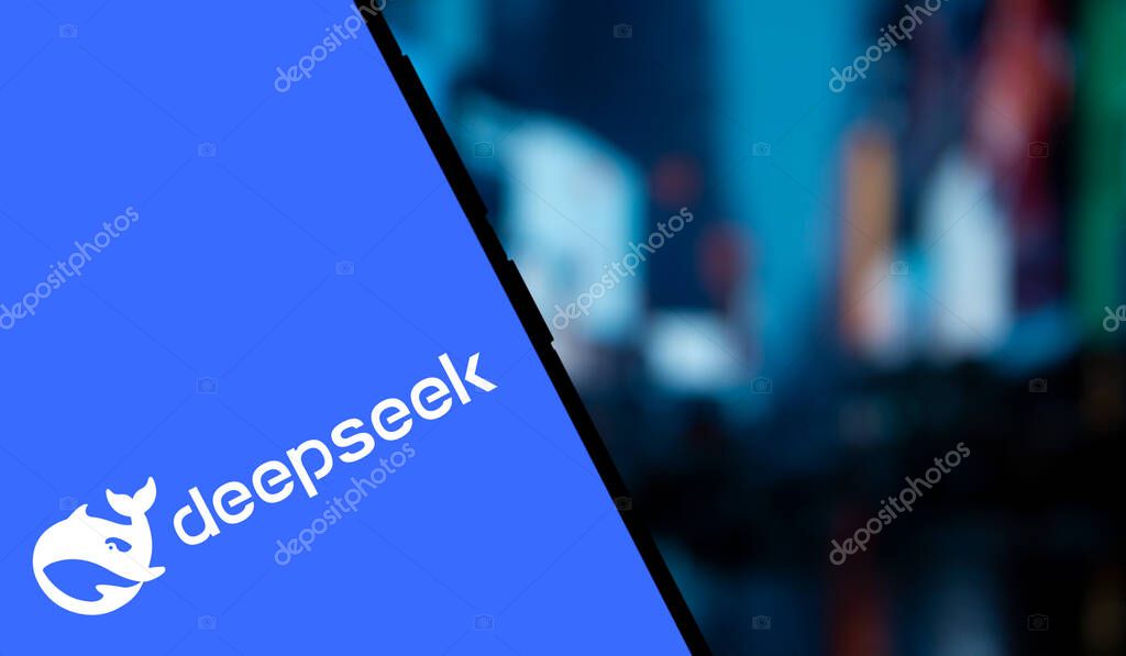 Dhaka, Bangladesh- 09 Nov 2024: Deepseek Ai logo is displayed on smartphone.