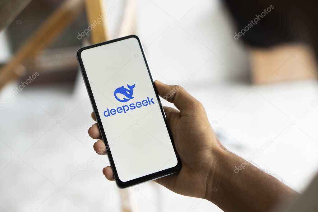 Dhaka, Bangladesh- 09 Nov 2024: Deepseek Ai logo is displayed on smartphone.