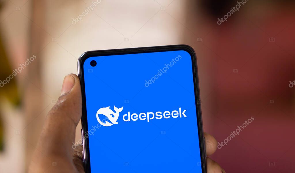 Dhaka, Bangladesh- 09 Nov 2024: Deepseek Ai logo is displayed on smartphone.
