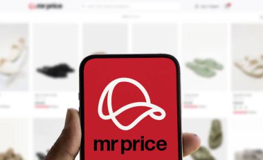 Dhaka, Bangladesh- 15 Oct 2024: Mr Price logo is displayed on smartphone. Mr Price Group ltd is a cash based fashion value retailer. clipart