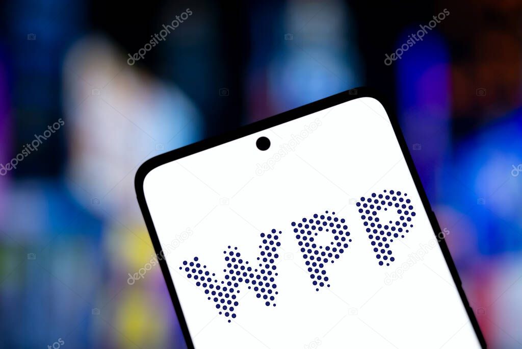 Dhaka, Bangladesh- 5 Dec 2024: WPP logo is displayed on smartphone. WPP plc is a British multinational communications, technology and commerce holding company.