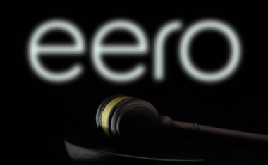 Dhaka, Bangladesh- 21 Dec 2024: Court gavel in front of the Eero logo. clipart