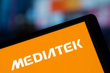 Dhaka, Bangladesh- 11 Jan 2024: MediaTek logo is displayed on smartphone. MediaTek Inc is a Taiwanese semiconductor company.