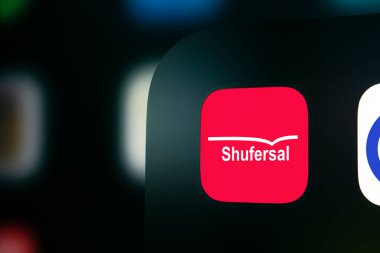 Dhaka, Bangladesh- 25 Dec 2024: A close up of an iPhone screen displaying the Shufersal app icon.  Super-sal, is the largest supermarket chain company. clipart