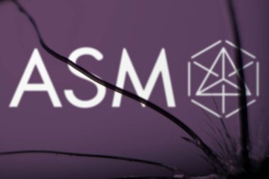 Dhaka, Bangladesh- 19 Dec 2024: ASM logo is visible on the broken glass.  ASM International N.V is a Dutch headquartered multinational  in the design, manufacturing, sales and service clipart