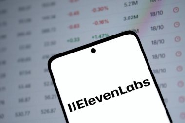 Dhaka, bangladesh- 25 Nov 2024: Elevenlabs logo is displayed on smartphone. ElevenLabs is a software company. clipart