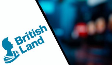 Dhaka, Bangladesh- 1 dec 2024: British land logo is displayed on smartphone. British Land  is one of the largest property development and investment companies. clipart