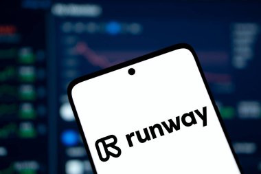 Dhaka, Bangladesh- 11 Jan 2025: runway logo is displayed on smartphone. Runway AI Inc is an American company. clipart