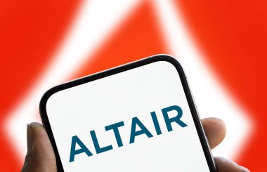 Dhaka, Bangladesh- 19 Jan 2025: altair logo is displayed on smartphone. Altair Engineering Inc. is an American multinational information technology company. clipart