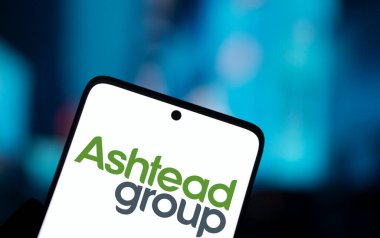 Dhaka, Bangladesh- 1 Dec 2024: Ashtead group logo is displated on smartphone.Ashtead Group Public Limited Company is a British industrial equipment rental company. clipart