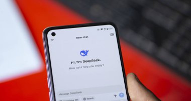 Dhaka, Bangladeş - 28 Ocak 2025: Derin arama uygulamasını gösteren bir akıllı telefon ekranının yakın çekimi.