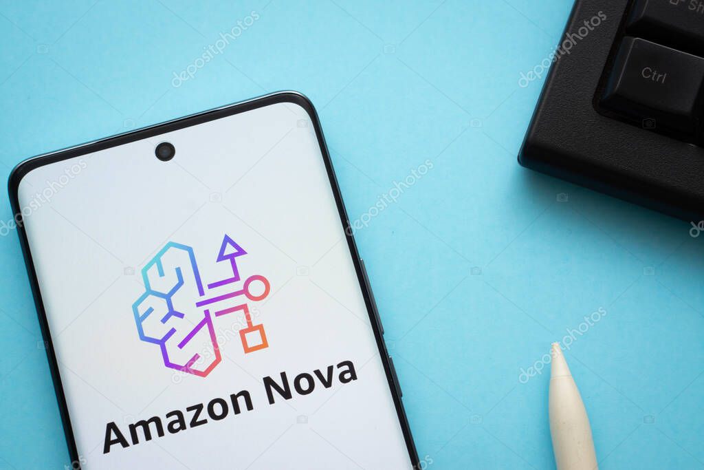 Dhaka, Bangladesh - 13 March 2025: The logo of the Amazon Nova is displayed on a smartphone screen.