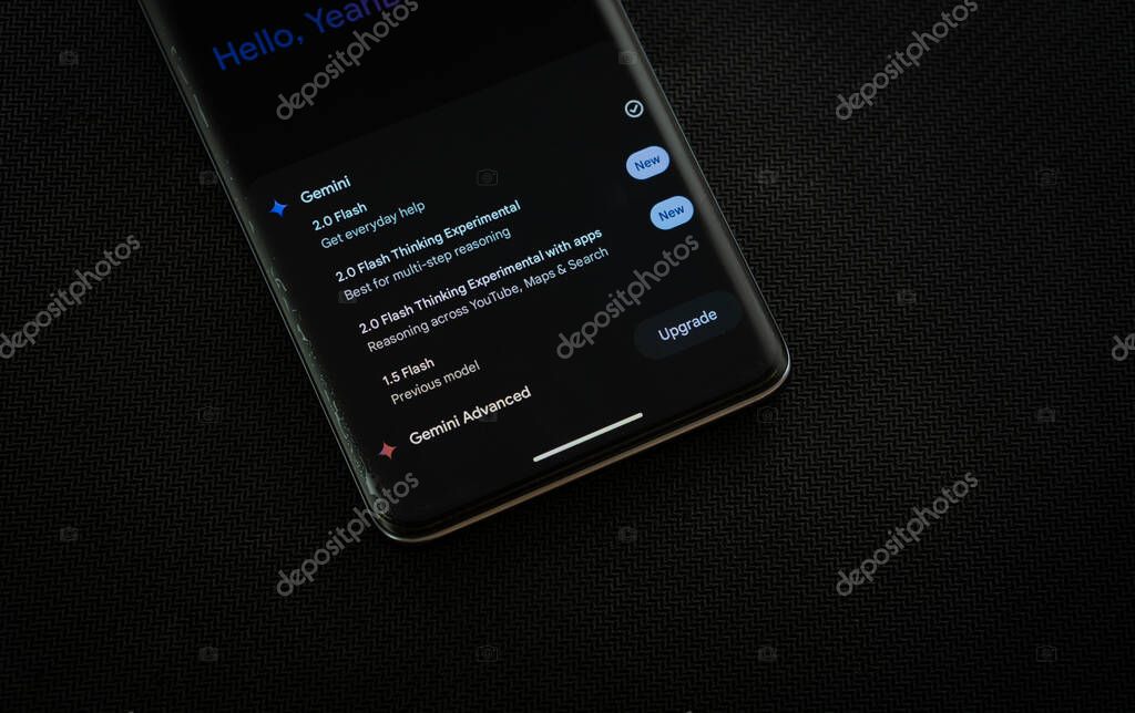 Dhaka, Bangladesh- 16 March 2025: Homepage of Gemini is seen on a smartphone.