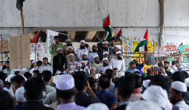 07 Nisan 2025 - Gazipur, Bangladeş: Baskıya uğrayan Filistinlilere destek yürüyüşüne Mawna 'dan çok sayıda kişi katıldı.