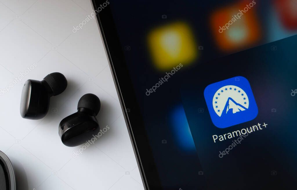 Dhaka, Bangladesh- 17 March 2025: A close up of an iPad screen displaying the paramount+ app.