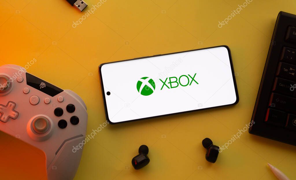 Dhaka, Bangladesh- 09 May 2025: Xbox logo is displayed on smartphone.