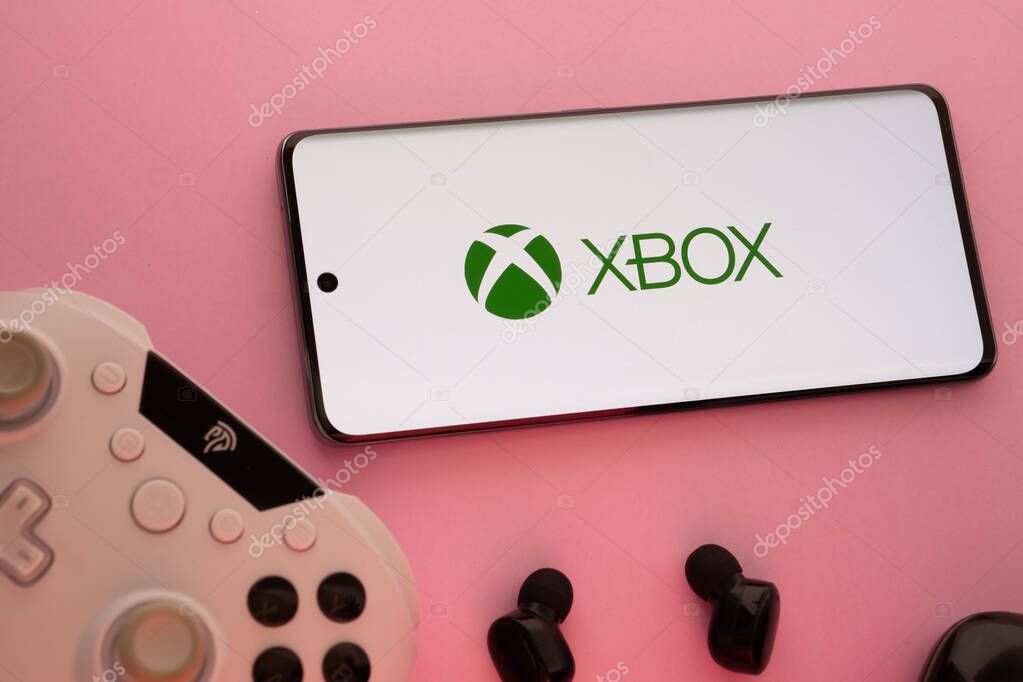 Dhaka, Bangladesh- 09 May 2025: Xbox logo is displayed on smartphone.