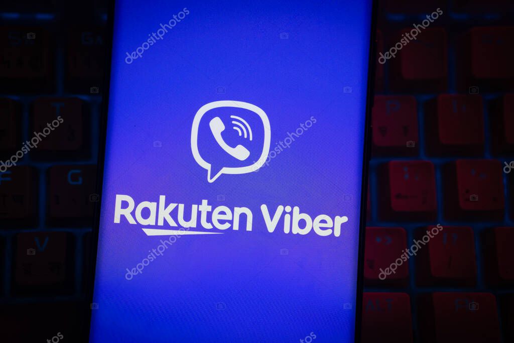 Dhaka, Bangladesh - 18 March 2025: The logo of the rakuten viber is displayed on a smartphone screen.