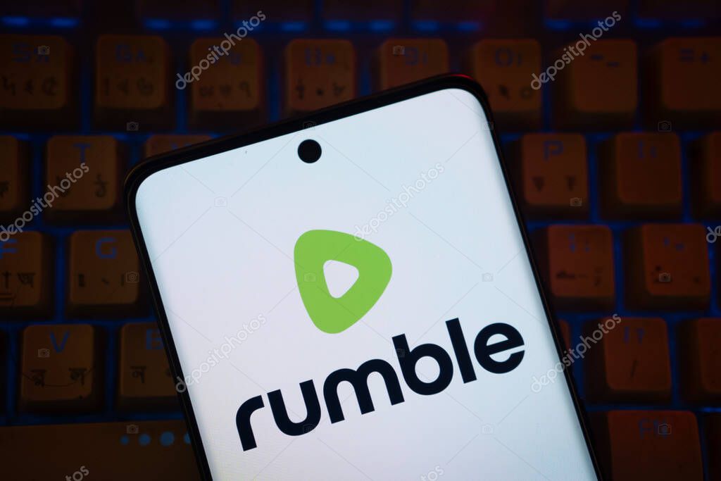 Dhaka, Bangladesh - 18 March 2025: The logo of the rumble is displayed on a smartphone screen.