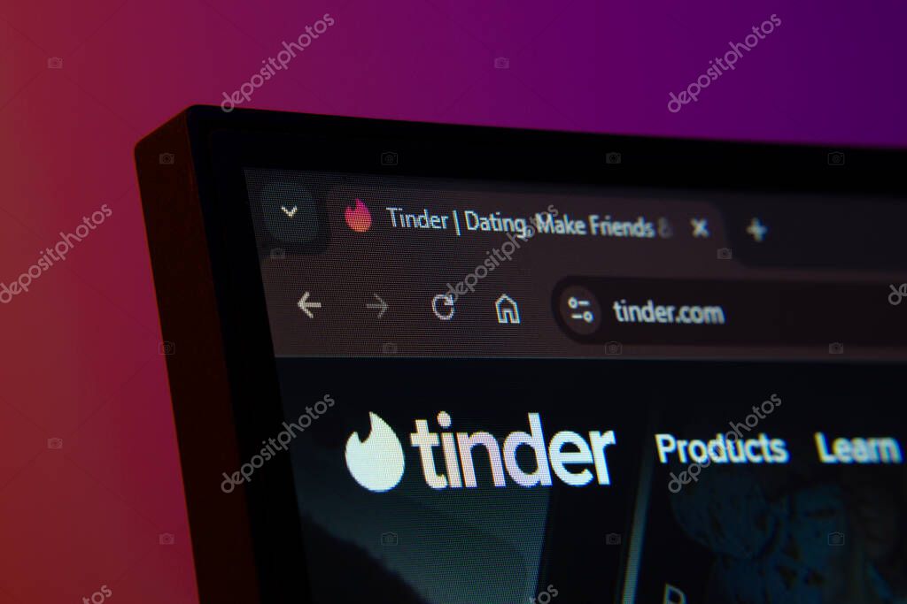 Dhaka, Bangladesh- 02 June 2025: Close-up of a computer screen displaying the tinder web interface in dark mode