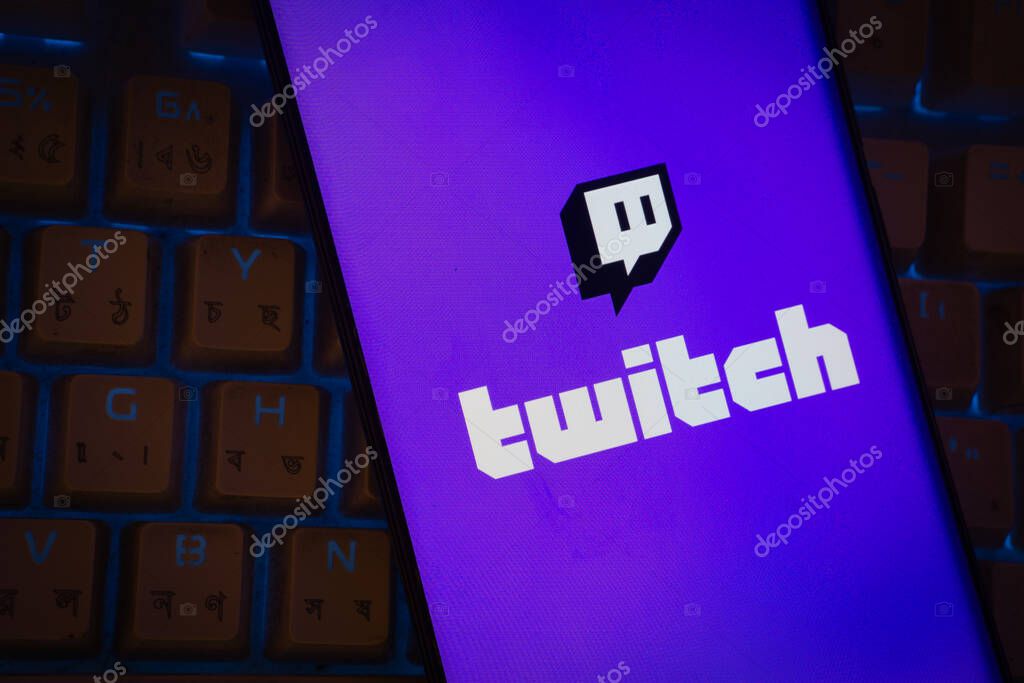 Dhaka, Bangladesh- 30 Sep 2025: Twitch logo is displayed on a smartphone screen.