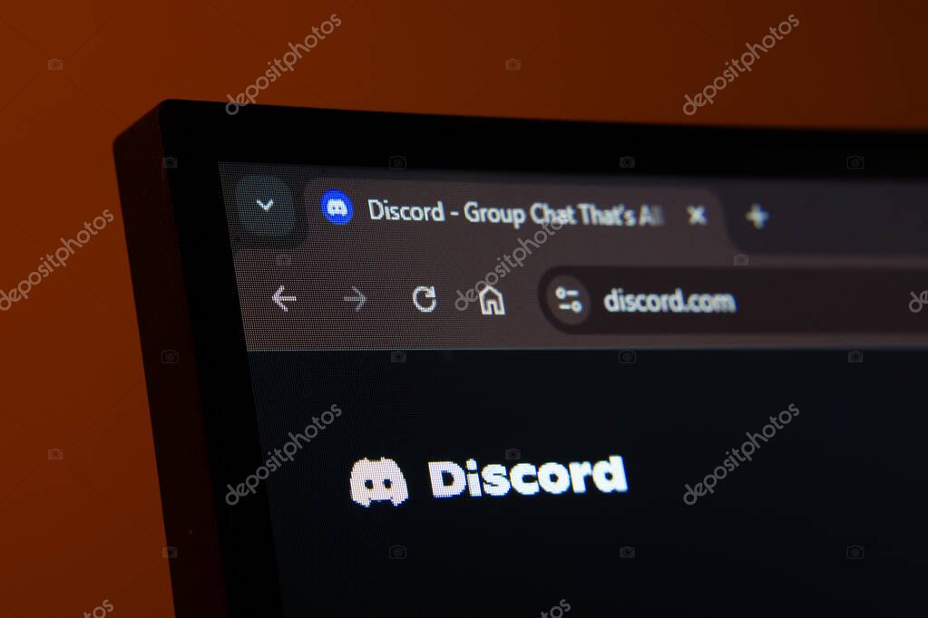 Dhaka, Bangladesh- 03 Oct 2025: Close-up of a computer screen displaying the Discord web interface in dark mode