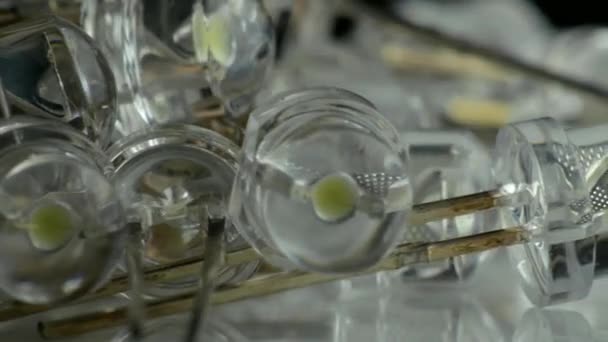Led Mikro Ampuller Işık Yarı Iletken Diyotlarının Gözlemi Elektrikli Işık — Stok video