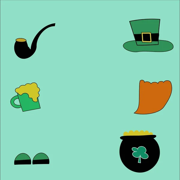 Patricks Day Card Con Cappello Disegno Illustrazione Vettoriale Leprecauno — Foto Stock