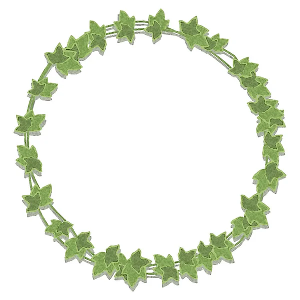 stock image Round frame of leaf illustration (watercolor, ivy)