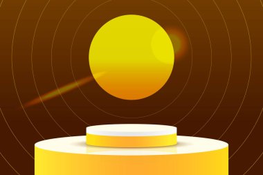 Neon turuncu, kahverengi, 3D nesne, silindir, kaidesel podyum gradyan görüntü rengini en aza indir.