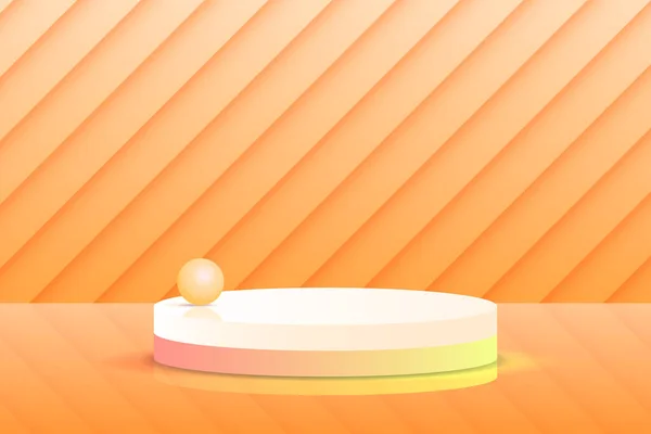Set Orange Gelb Objekt Zylinder Sockel Podium Anzeige Gradient Farbe — Stockvektor
