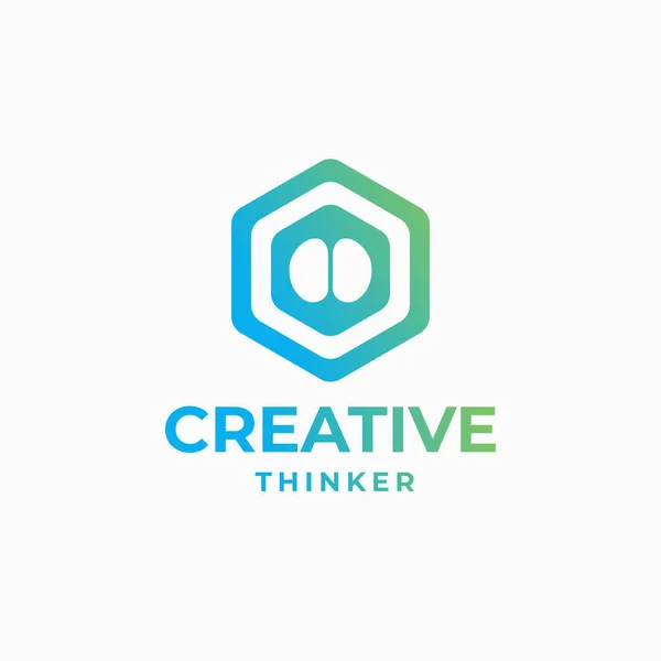 Logo Del Pensador Creativo Logotipo Del Cerebro Diseño Inteligente Cerebro — Vector de stock