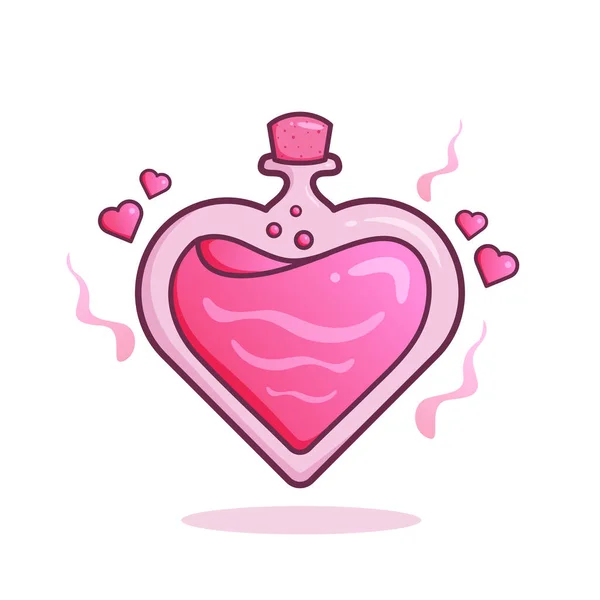 かわいい漫画ロマンチックなピンクの愛のポーションイラスト用ステッカーアイコンマスコットとロゴ — ストックベクタ