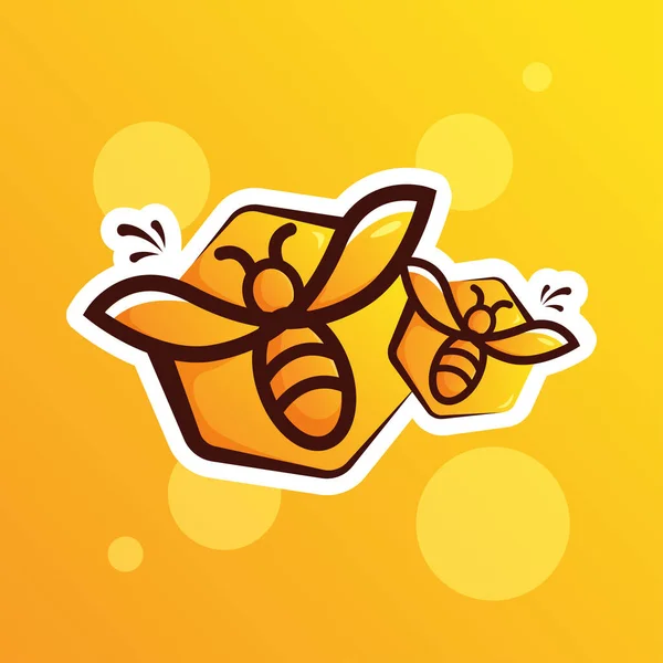 Roztomilý Rozkošný Karikatura Létání Lahodné Sladké Včelí Ilustrace Pro Nálepku — Stockový vektor