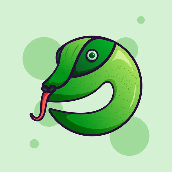 Mignon Adorable Dessin Animé Reptile Vert Tête Serpent Cobra Illustration — Image vectorielle