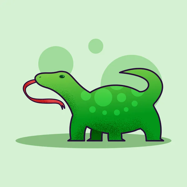 Cute Adorable Cartoon Reptile Green Dinosaur Predator Illustration Sticker Icon — Stock Vector