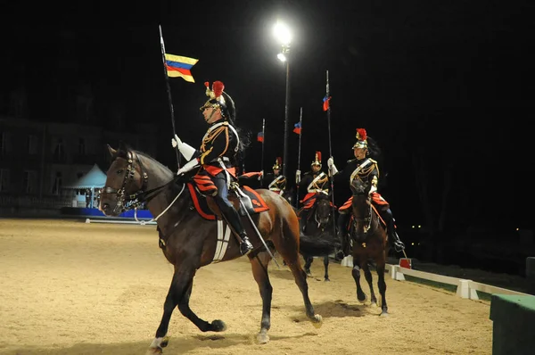 Thillombois França Setembro 2017 Show Noturno Prestigiada Cavalaria Guarda Republicana — Fotografia de Stock