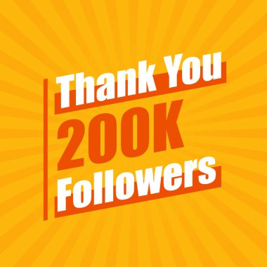Teşekkürler 200 bin takipçi, 200.000 takipçi modern renkli tasarımı kutluyor..