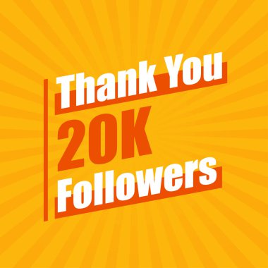 20K takipçileri ve 20.000 takipçi modern renkli tasarımı kutluyor..