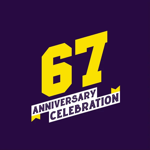 67Th Anniversary Celebration Vector Design Jaar Jubileum — Stockvector