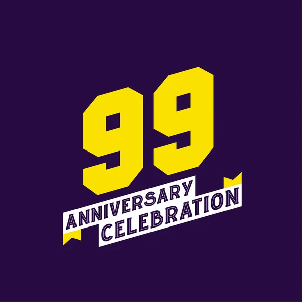 99Th Anniversary Celebration Vector Design Anni Anniversario — Vettoriale Stock