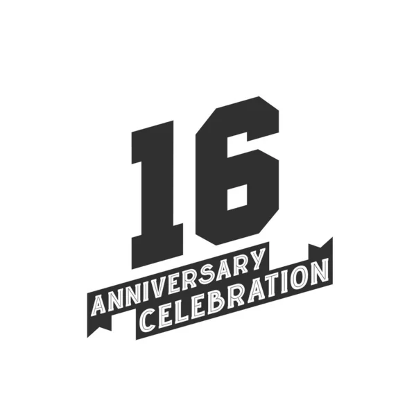 16周年庆祝贺卡 16周年 — 图库矢量图片