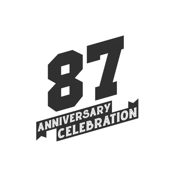 Anniversary Celebration Wenskaart 87E Verjaardag — Stockvector