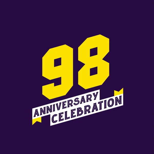 98Th Anniversary Celebration Vector Design Anni Anniversario — Vettoriale Stock
