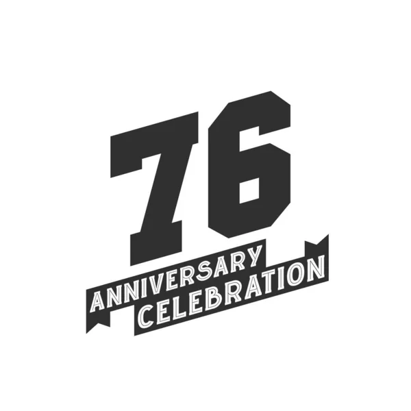 Anniversary Celebration Wenskaart 76E Verjaardag — Stockvector