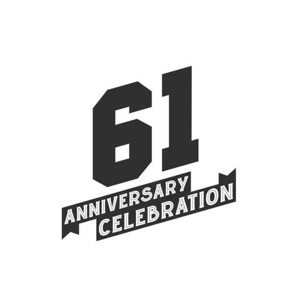 61周年記念グリーティングカード61周年 — ストックベクタ