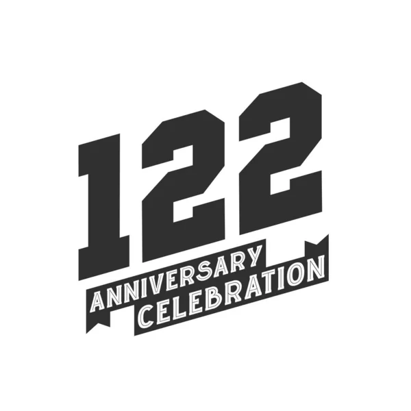 122 Anniversario Biglietto Auguri Celebrazione 122Esimo Anniversario — Vettoriale Stock