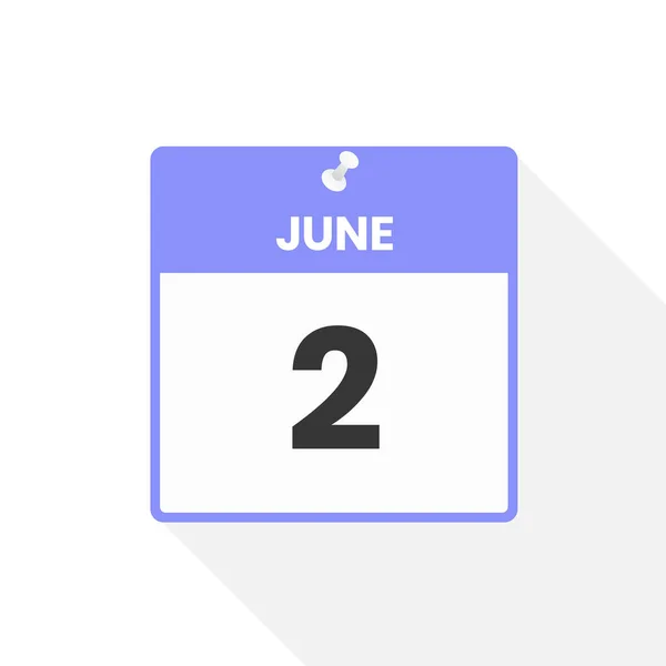 Června Ikona Kalendáře Datum Ilustrace Vektoru Měsíčního Kalendáře — Stockový vektor